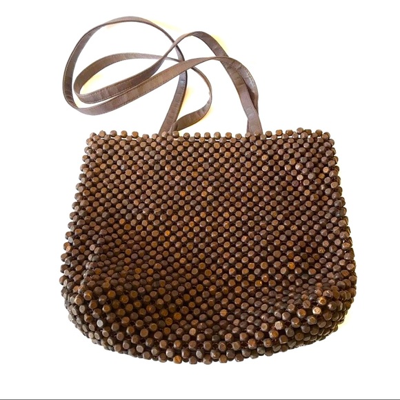 Aldo brown wood beaded tote bag - Picture 3 of 4